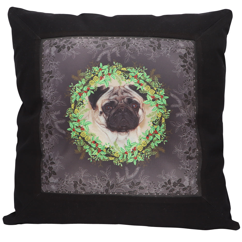 Black pug outlet cushion