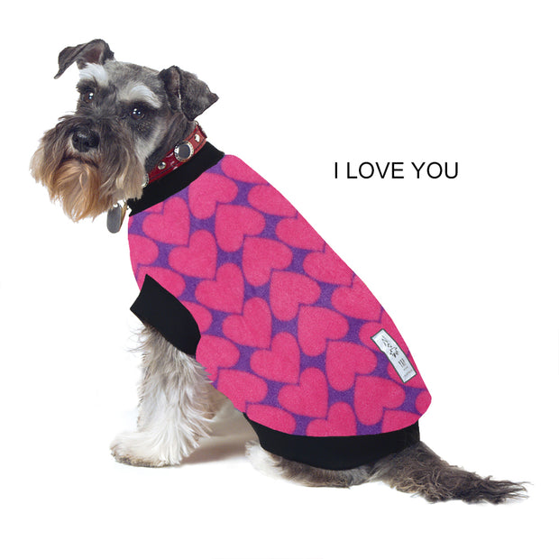 Dog Skivvy - I Love you: polar fleece: made in Australia